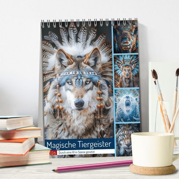Produktbild: Magische Tiergeister (Tischkalender 2026 DIN A5 hoch), CALVENDO Monatskalender