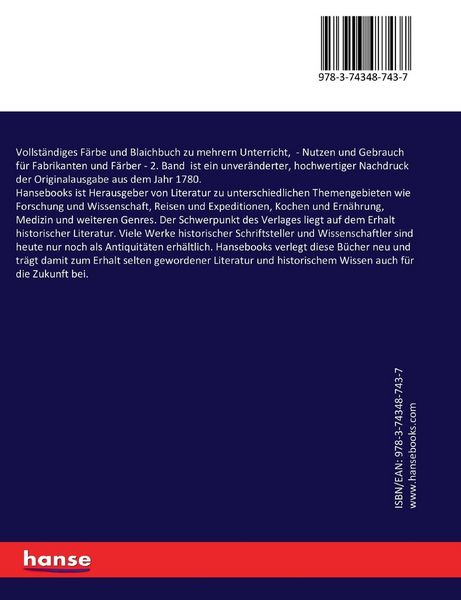 Produktbild: Vollst&auml;ndiges F&auml;rbe und Blaichbuch zu mehrern Unterricht,