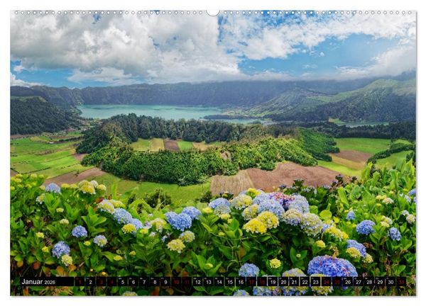 Produktbild: Sao Miguel Azoren - Vulkanisch gepr&auml;gte Trauminsel im Atlantik (hochwertiger Premium Wandkalender 2026 DIN A2 quer), Kunstdruck in Hochglanz