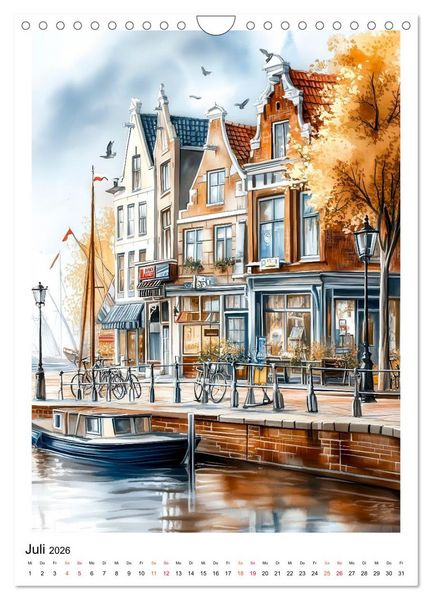 Produktbild: Amsterdam - Fahrr&auml;der, Giebel, Grachten (Wandkalender 2026 DIN A4 hoch), CALVENDO Monatskalender