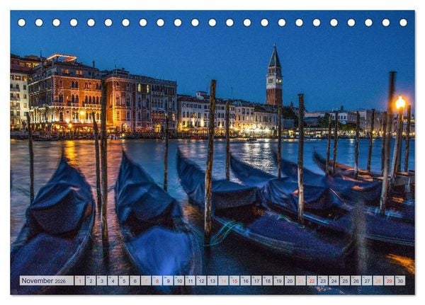 Produktbild: Stilles Venedig wenn es Nacht wird (Tischkalender 2026 DIN A5 quer), CALVENDO Monatskalender
