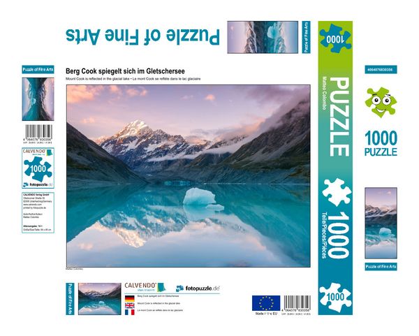 Produktbild: CALVENDO Puzzle Berg Cook spiegelt sich im Gletschersee 1000 Teile Lege-Gr&ouml;&szlig;e 640 x 480 cm Foto-Puzzle Bild von Matteo Colombo