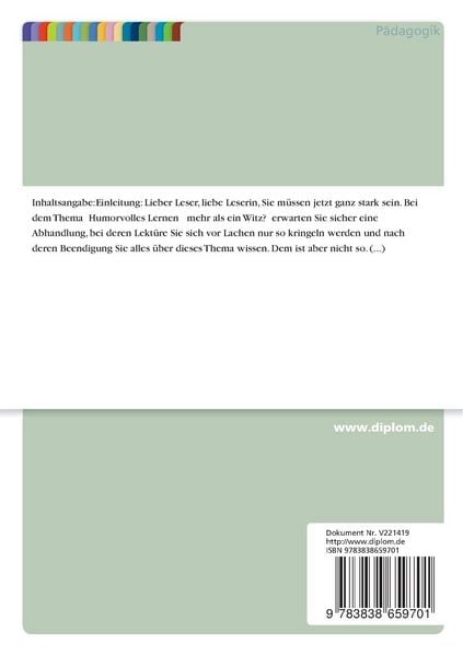 Produktbild: Humorvolles Lernen - mehr als ein Witz?