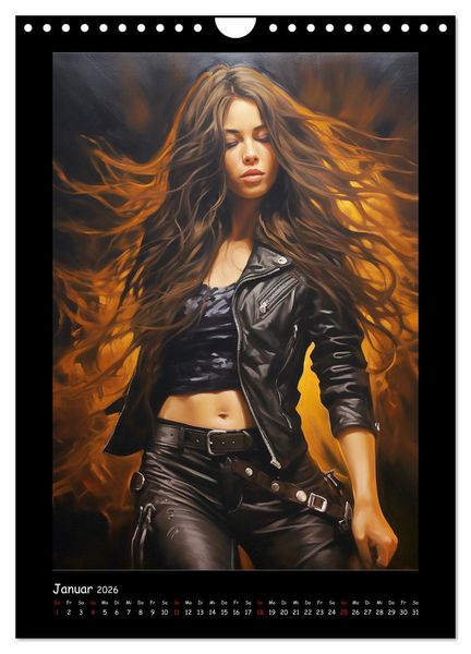 Produktbild: Heavy Metal-Queens. Wilde Rock- und Metal-Girl Paintings (Wandkalender 2026 DIN A4 hoch), CALVENDO Monatskalender
