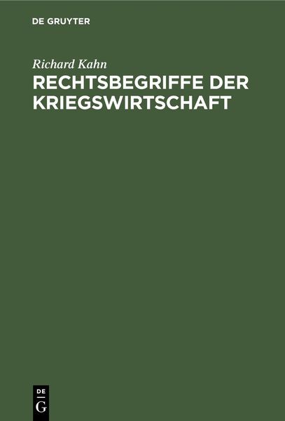 Produktbild: Rechtsbegriffe der Kriegswirtschaft