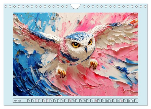 Produktbild: Eulen. Entz&uuml;ckende Paintings (Wandkalender 2026 DIN A4 quer), CALVENDO Monatskalender