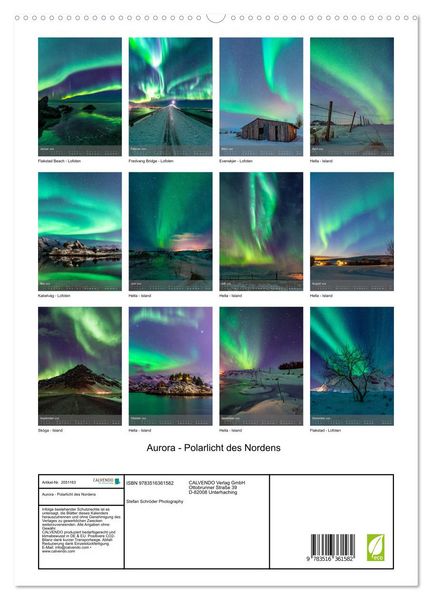 Produktbild: Aurora - Polarlicht des Nordens (hochwertiger Premium Wandkalender 2026 DIN A2 hoch), Kunstdruck in Hochglanz