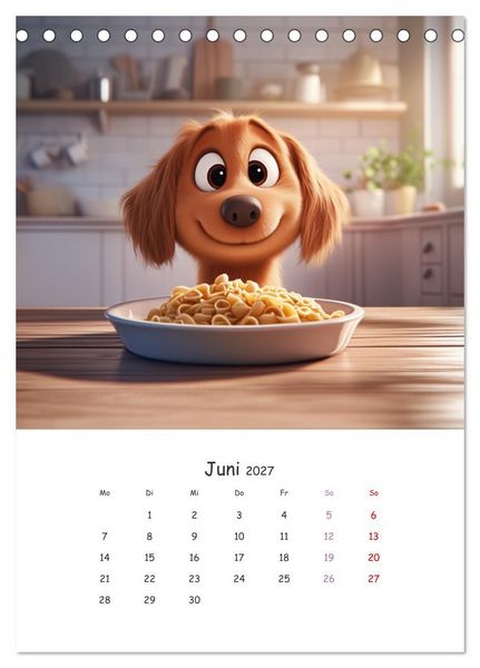 Produktbild: Fellnasen am K&uuml;chentisch - 12 KI-Motive mit Hunden (Tischkalender 2027 DIN A5 hoch), CALVENDO Monatskalender