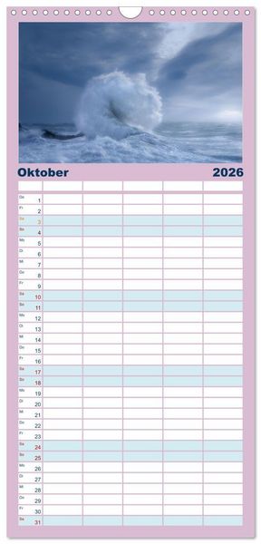 Produktbild: Familienplaner 2026 - Wellen Konzert mit 5 Spalten (Wandkalender, 21 x 45 cm) CALVENDO