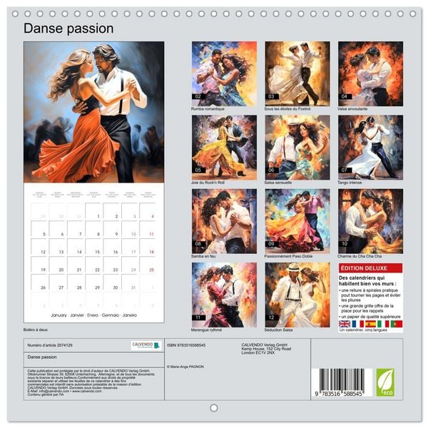 Produktbild: Danse passion (Calendrier mural carr&eacute; 2026 30x30 cm) Calendrier double avec une page pour vos prises de notes