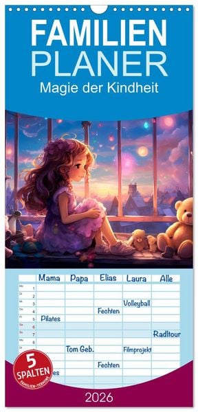 Produktbild: Familienplaner 2026 - Magie der Kindheit mit 5 Spalten (Wandkalender, 21 x 45 cm) CALVENDO