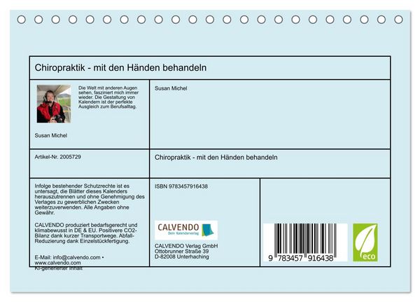 Produktbild: Chiropraktik - mit den H&auml;nden behandeln (Tischkalender 2026 DIN A5 quer), CALVENDO Monatskalender