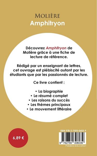 Produktbild: Fiche de lecture Amphitryon (&Eacute;tude int&eacute;grale)