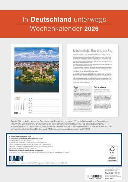 Produktbild: In Deutschland unterwegs Wochenkalender 2026 - Wandkalender - Format 21,0 x 29,7 cm