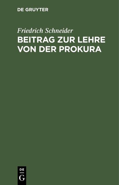 Produktbild: Beitrag zur Lehre von der Prokura