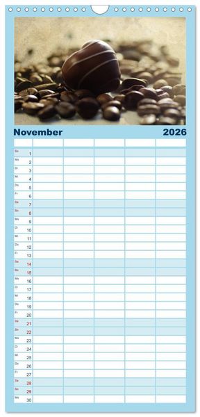 Produktbild: Familienplaner 2026 - Kaffee-Pause Terminkalender mit 5 Spalten (Wandkalender, 21 x 45 cm) CALVENDO