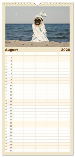 Produktbild: Familienplaner 2026 - Lustige M&ouml;pse aus der Hundeknipserei mit 5 Spalten (Wandkalender, 21 x 45 cm) CALVENDO