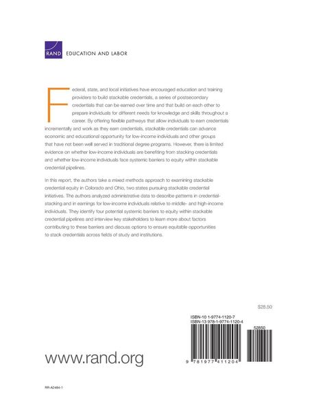 Produktbild: Stackable Credential Pipelines and Equity for Low-Income Individuals