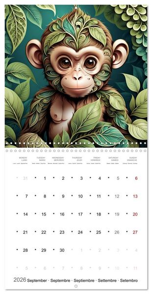 Produktbild: La joie animale (Calendrier mural carr&eacute; 2026 30x30 cm) Calendrier double avec une page pour vos prises de notes