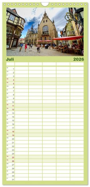 Produktbild: Familienplaner 2026 - Ein Blick auf Quedlinburg mit 5 Spalten (Wandkalender, 21 x 45 cm) CALVENDO