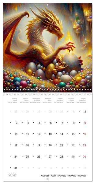 Produktbild: Moments d'amours de dragons (Calendrier mural carr&eacute; 2026 30x30 cm) Calendrier double avec une page pour vos prises de notes