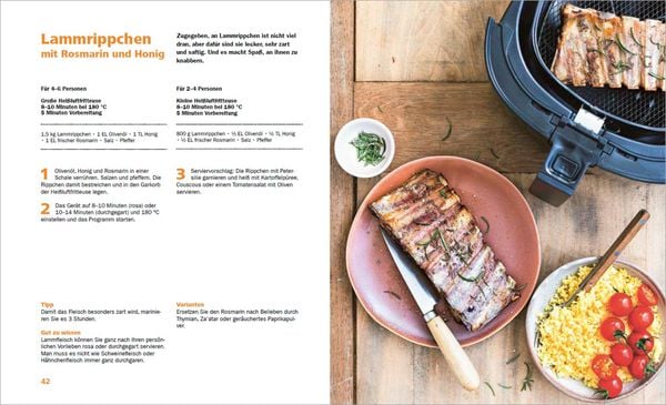 Produktbild: Hei&szlig;luftfritteuse - knusprig & fettarm frittieren, braten, r&ouml;sten, backen - neue Rezepte f&uuml;r den Airfryer f&uuml;r Fleisch, Fisch, Gem&uuml;se, Obst und Kuchen