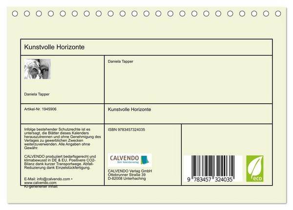 Produktbild: Kunstvolle Horizonte (Tischkalender 2026 DIN A5 quer), CALVENDO Monatskalender