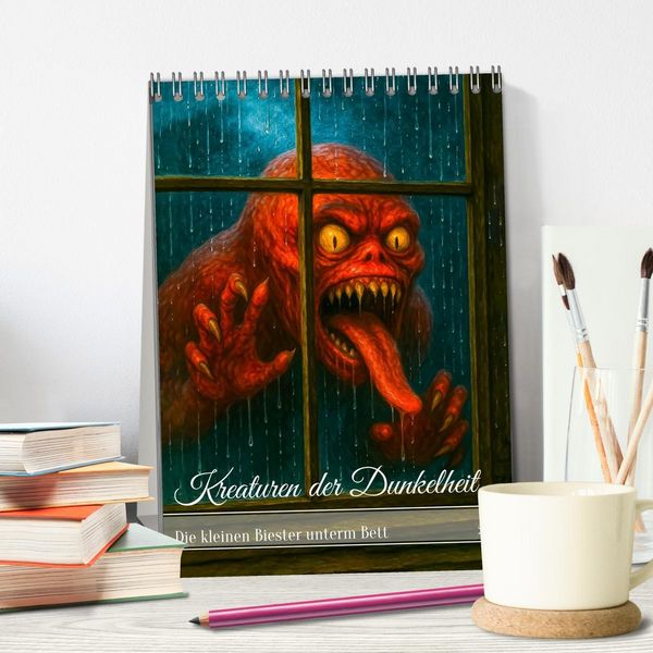 Produktbild: Kreaturen der Dunkelheit - Die kleinen Biester unterm Bett (Tischkalender 2026 DIN A5 hoch), CALVENDO Monatskalender