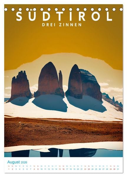 Produktbild: S&uuml;dtirol - Old School Poster Style (Tischkalender 2026 DIN A5 hoch), CALVENDO Monatskalender