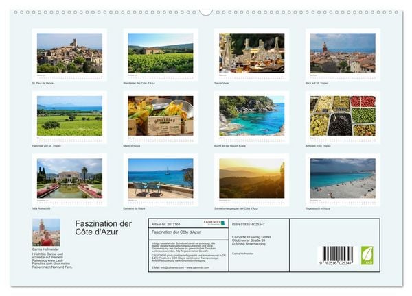 Produktbild: Faszination der C&ocirc;te d'Azur (hochwertiger Premium Wandkalender 2026 DIN A2 quer), Kunstdruck in Hochglanz