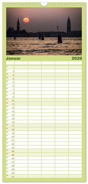 Produktbild: Familienplaner 2026 - Venedig mit 5 Spalten (Wandkalender, 21 x 45 cm) CALVENDO