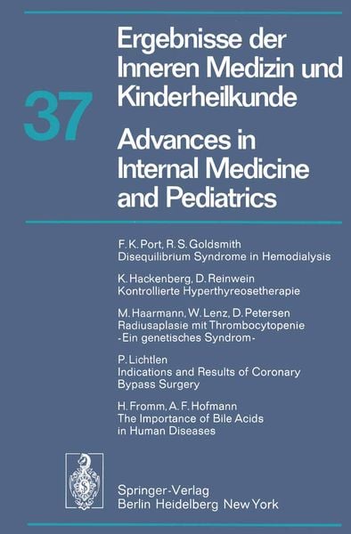 Produktbild: Ergebnisse der Inneren Medizin und Kinderheilkunde / Advances in Internal Medicine and Pediatrics