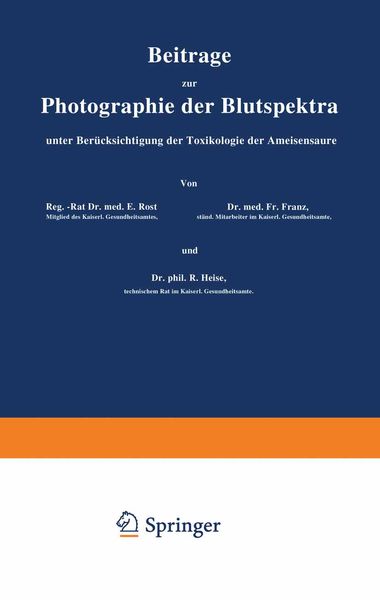 Produktbild: Beitr&auml;ge zur Photographie der Blutspektra, unter Ber&uuml;cksichtigung der Toxikologie der Ameisens&auml;ure