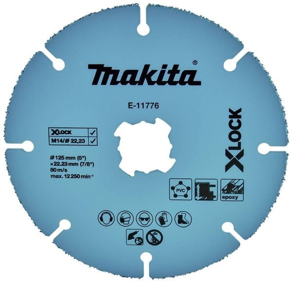 Produktbild: Makita Trennscheibe 125mm Uni.X-Lock E-11776 Trennscheibe gerade 125 mm 1 St. Gipskarton, PVC, Faserzement, Kunststoff