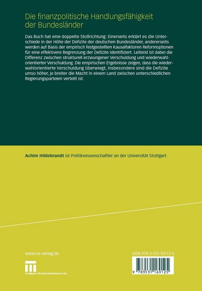 Produktbild: Die finanzpolitische Handlungsf&auml;higkeit der Bundesl&auml;nder