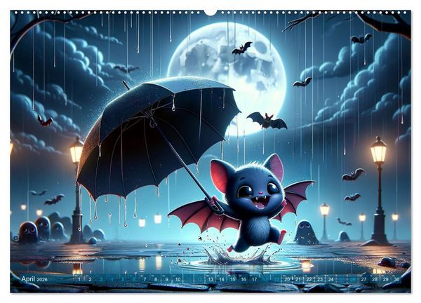Produktbild: Fl&uuml;gel der Nacht: Abenteuer der kleinen Vampire (hochwertiger Premium Wandkalender 2026 DIN A2 quer), Kunstdruck in Hochglanz