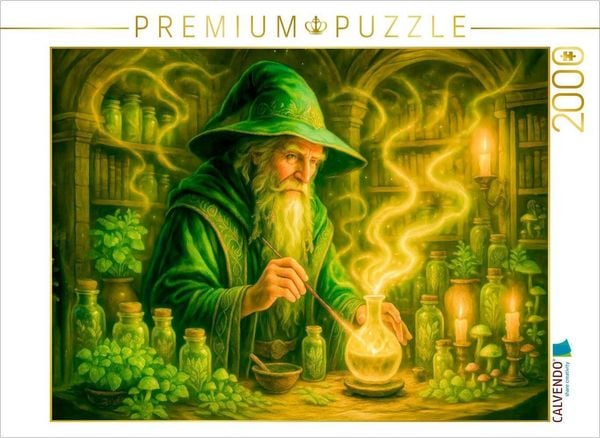 Produktbild: CALVENDO Puzzle Zauberer mischt uralten Trank mit magischen Kr&auml;utern | 2000 Teile Lege-Gr&ouml;&szlig;e 90x67cm Foto-Puzzle f&uuml;r gl&uuml;ckliche Stunden