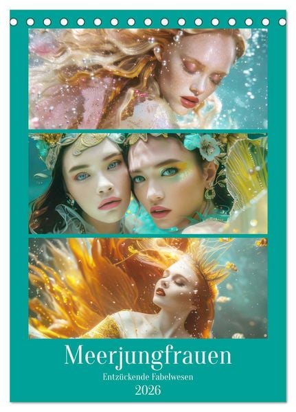 Meerjungfrauen – Entzückende Fabelwesen (Tischkalender 2026 DIN A5 hoch), CALVENDO Monatskalender