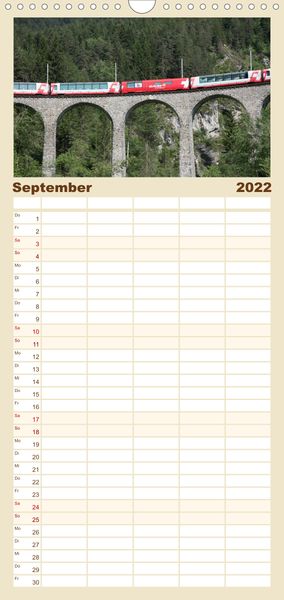 Produktbild: Schweizer Eisenbahn - Familienplaner hoch (Wandkalender 2022 , 21 cm x 45 cm, hoch)