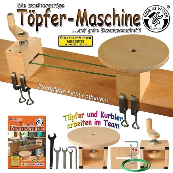 Produktbild: Corvus A750600 - Töpfer-Maschine, Töpferscheibe Handbetrieb, Kids at Work