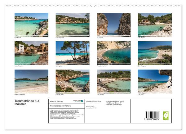 Produktbild: Traumstr&auml;nde auf Mallorca (hochwertiger Premium Wandkalender 2026 DIN A2 quer), Kunstdruck in Hochglanz