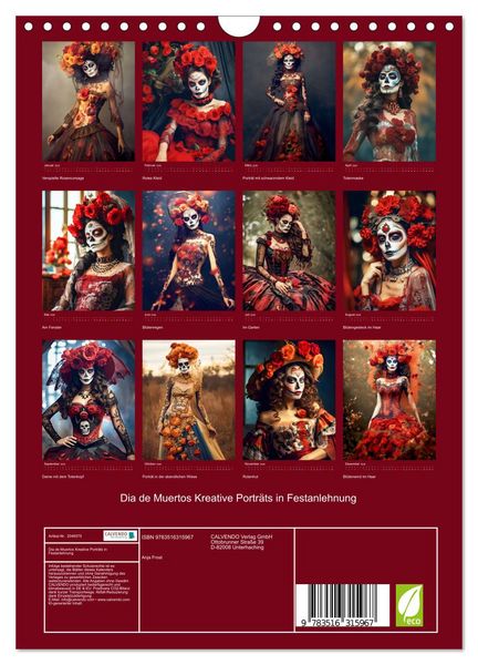 Produktbild: Dia de Muertos Kreative Portr&auml;ts in Festanlehnung (Wandkalender 2026 DIN A4 hoch), CALVENDO Monatskalender
