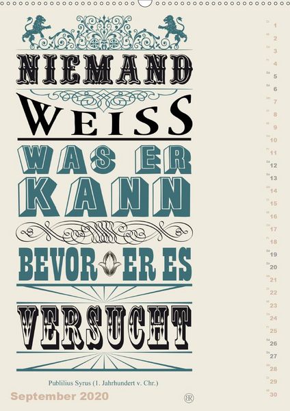 Produktbild: Die sch&ouml;nsten Lebensweisheiten Typo - Kalender (Premium, hochwertiger DIN A2 Wandkalender 2020, Kunstdruck in Hochglanz)