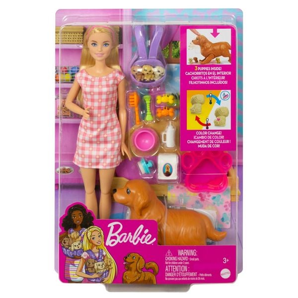 Produktbild: Barbie Puppe (blond) mit Hund und Welpen