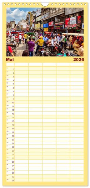 Produktbild: Familienplaner 2026 - Faszination Indien mit 5 Spalten (Wandkalender, 21 x 45 cm) CALVENDO
