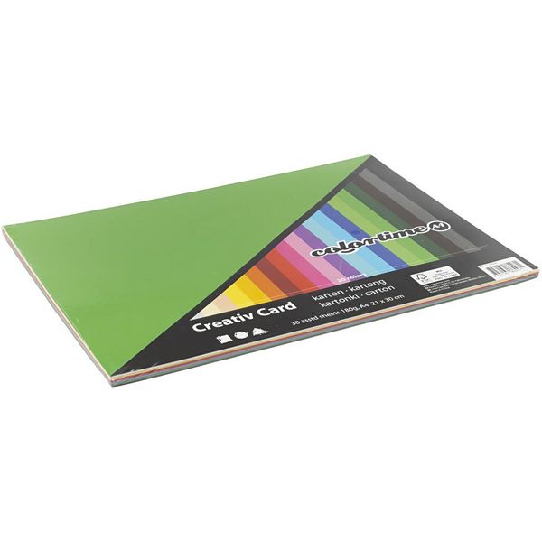 Produktbild: Creativ Company Farbkarton, A4, Blatt 210x297 mm, 180 g, sortierte Farben, 300 Blatt sortiert