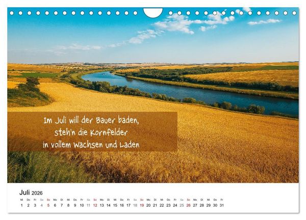 Produktbild: Bauernregeln Kalender - Rhythmus der Jahreszeiten (Wandkalender 2026 DIN A4 quer), CALVENDO Monatskalender