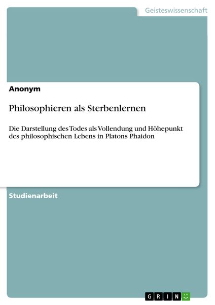 Produktbild: Philosophieren als Sterbenlernen