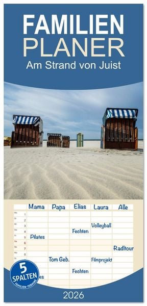 Produktbild: Familienplaner 2026 - Am Strand von Juist mit 5 Spalten (Wandkalender, 21 x 45 cm) CALVENDO