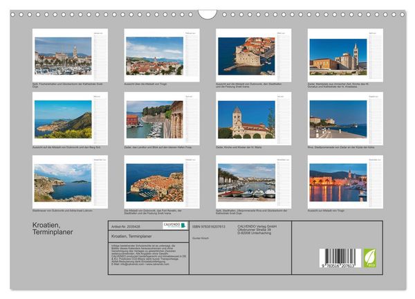 Produktbild: Kroatien, Terminplaner (Wandkalender 2026 DIN A3 quer), CALVENDO Monatskalender